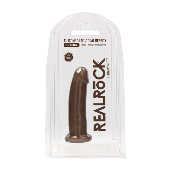 RealRock Ultra Realistic Dual Density Silicone 6 in. Bendable Dildo Brown