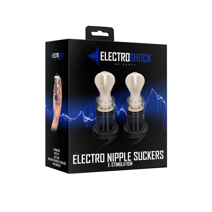 Shots ElectroShock Remote-Controlled E-Stimulation Nipple Suckers White