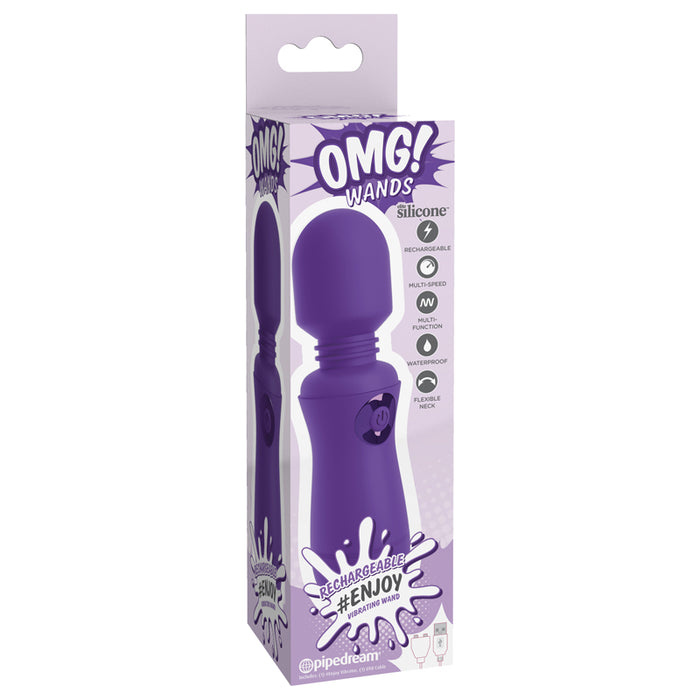 Pipedream OMG! Wands #Enjoy Silicone Rechargeable Flexible Vibrating Wand Purple