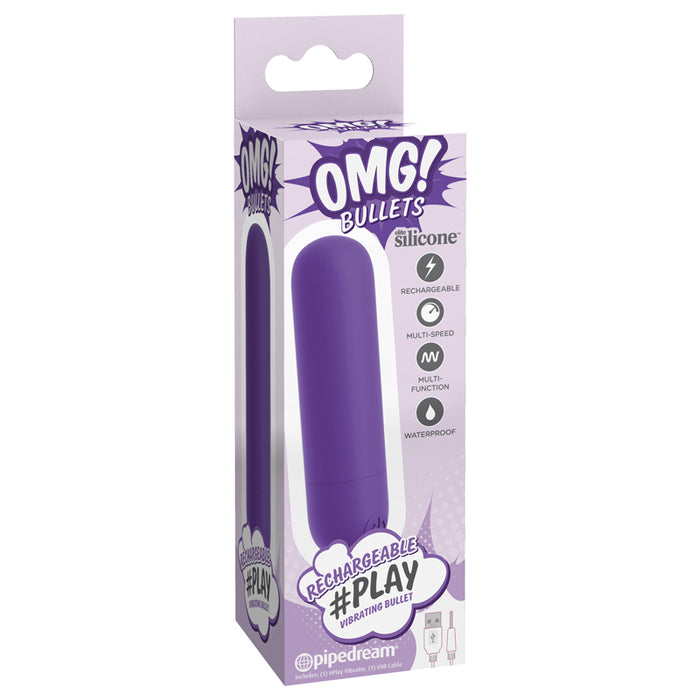 Pipedream OMG! Bullets #Play Rechargeable Silicone Vibrating Bullet Purple
