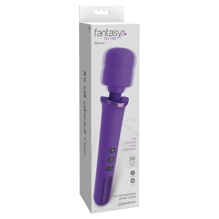 Pipedream Fantasy For Her Her Rechargeable Power Wand Silicone Vibrator Purple