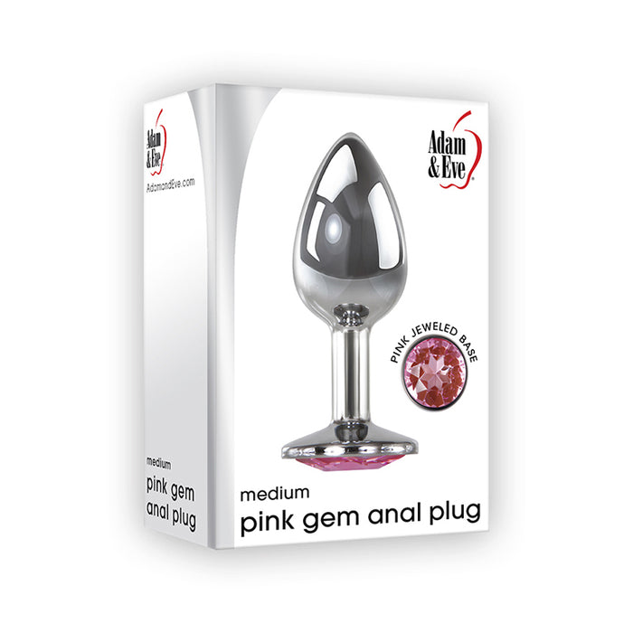 Adam & Eve Metal Anal Plug With Pink Gemstone Base Medium