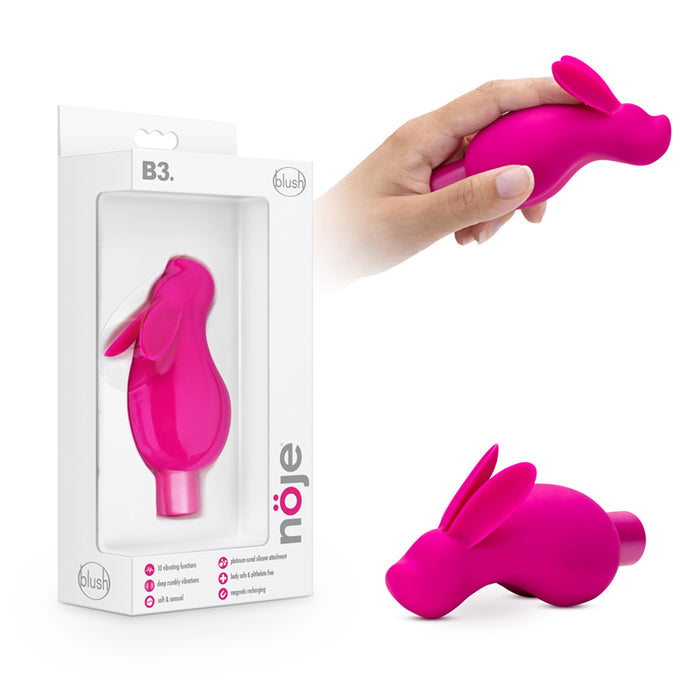 Blush Noje B3. Rechargeable Silicone Mini Vibrator with Rabbit Ears Lily