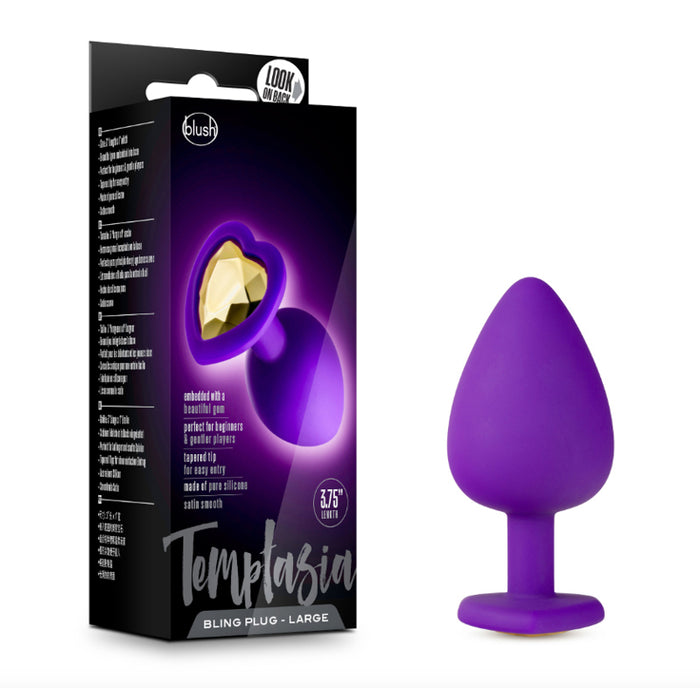 Blush Temptasia Bling Anal Plug with Heart-Shaped Gem Base Large Purple