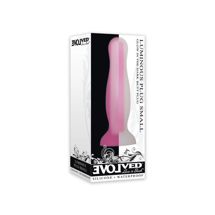 Evolved Luminous Glow in the Dark Dual Density Silicone Anal Plug Clear/Pink Small