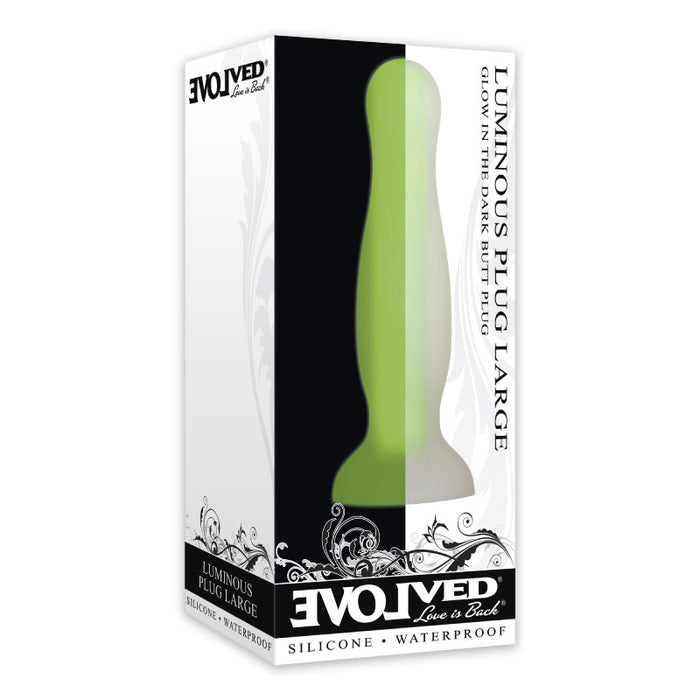 Evolved Luminous Glow in the Dark Dual Density Silicone Anal Plug Clear/Green Large