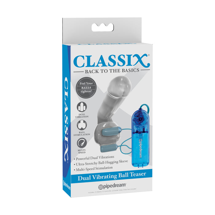 Pipedream Classix Dual Vibrating Ball Teaser Testicle Massager Clear/Blue