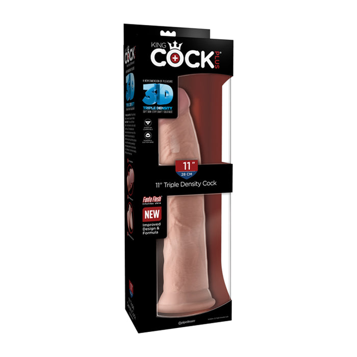 Pipedream King Cock Plus 11 in. Triple Density Cock Realistic Dildo With Suction Cup Beige