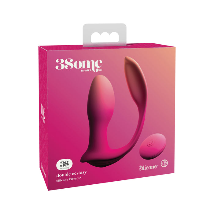 Pipedream 3Some Double Ecstasy Rechargeable Remote-Controlled Dual Stimulation Silicone Vibrator Red