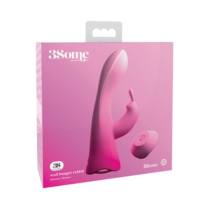 Pipedream 3Some Wall Banger Rabbit Rechargeable Remote-Controlled Silicone Vibrator With Suction Cup Pink