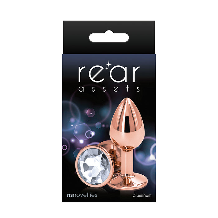 Rear Assets Rose Gold Anal Plug Small Clear