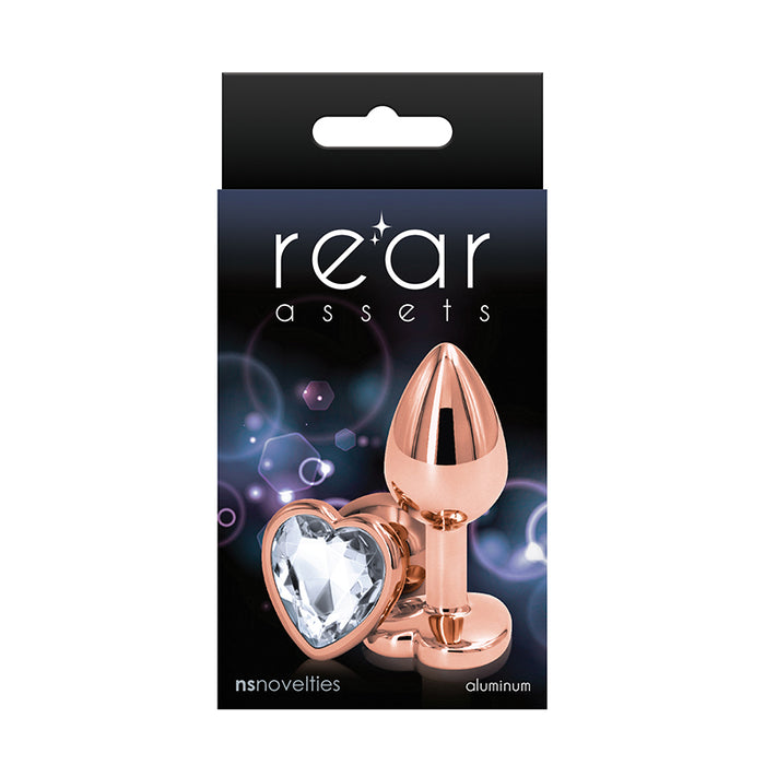 Rear Assets Rose Gold Heart Plug Small Clear