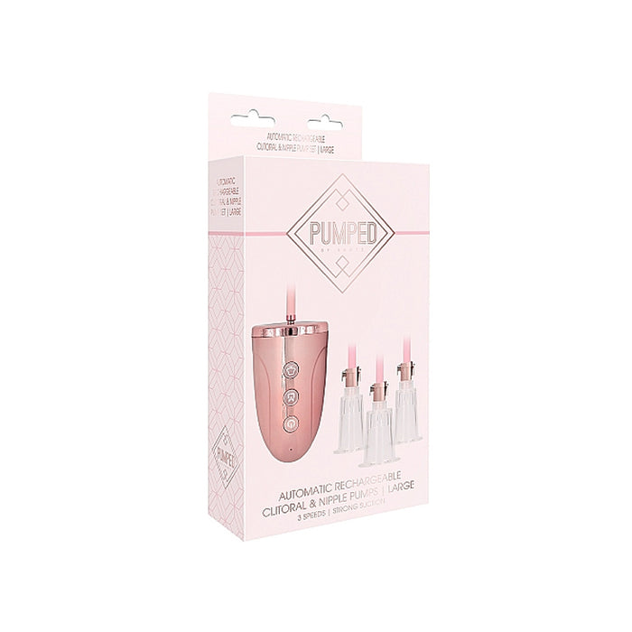 Shots Pumped Rechargeable 3-Speed Automatic Clitoral & Nipple Pumps Pink Large