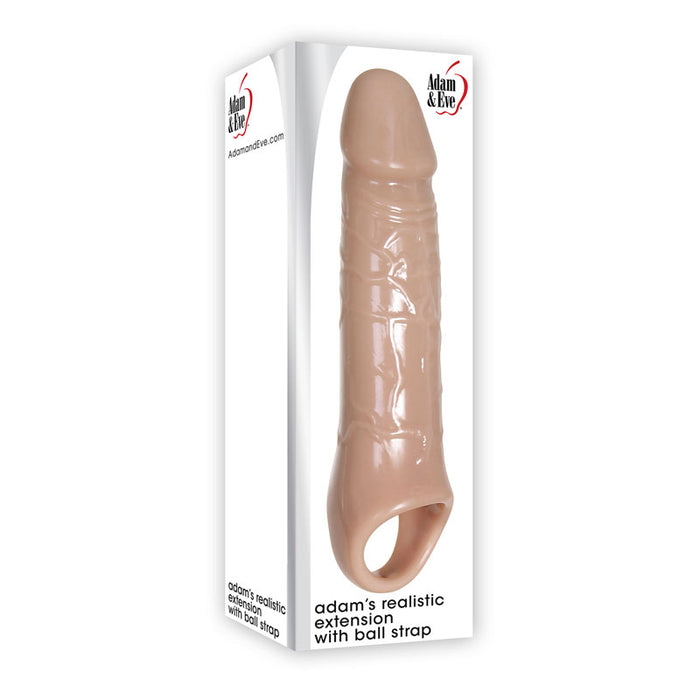 Adam & Eve Adam's Realistic Extension With Ball Strap 1.5 in. Penis Extender Sling Beige