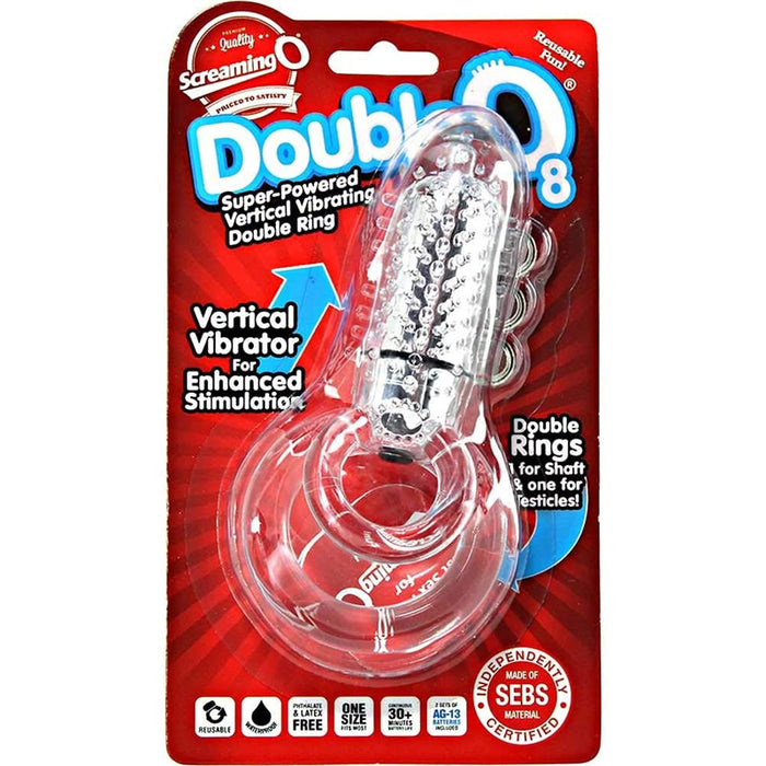 Screaming O DoubleO 8 Vibrating C-Ring Clear