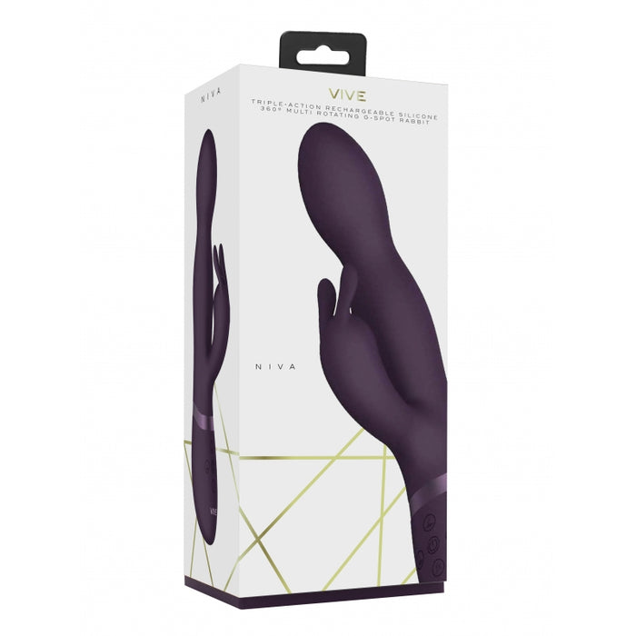 VIVE NIVA Rechargeable 360° Rotating Silicone Rabbit Vibrator Purple