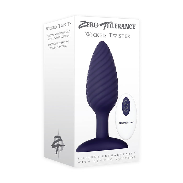 Zero Tolerance Wicked Twister Rechargeable Remote-Controlled Textured Vibrating Silicone Anal Plug Purple