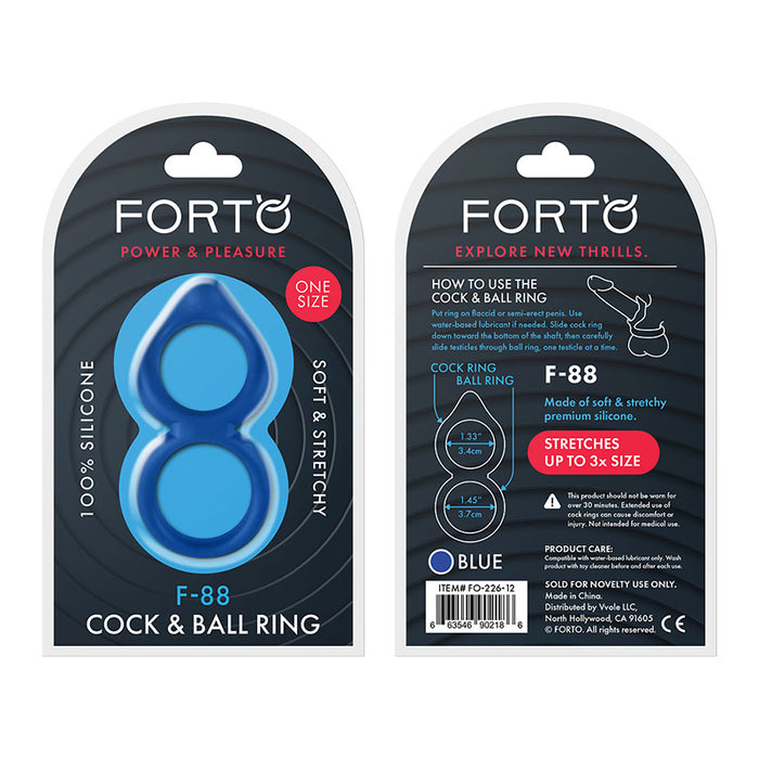 Forto F-88 Liquid Silicone Cock & Ball Ring Blue