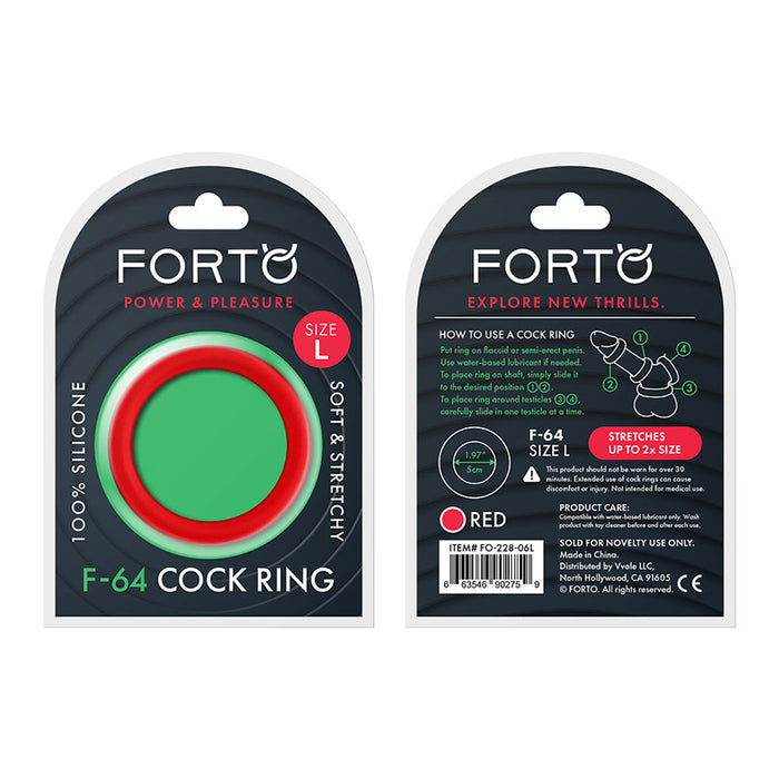 Forto F-64 Wide Liquid Silicone Cockring Large Red
