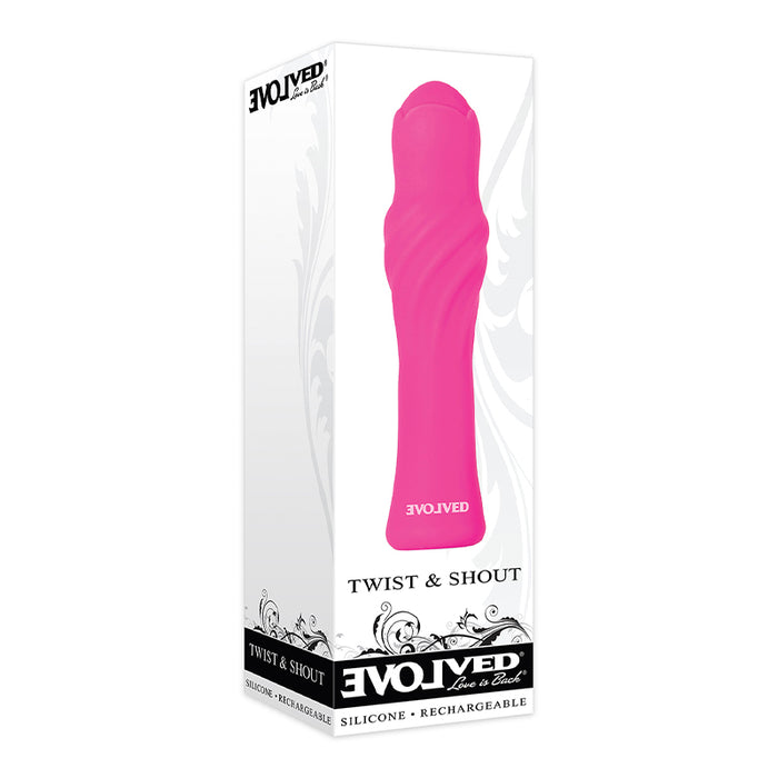 Evolved Twist & Shout Rechargeable Textured Silicone Vibrator Pink