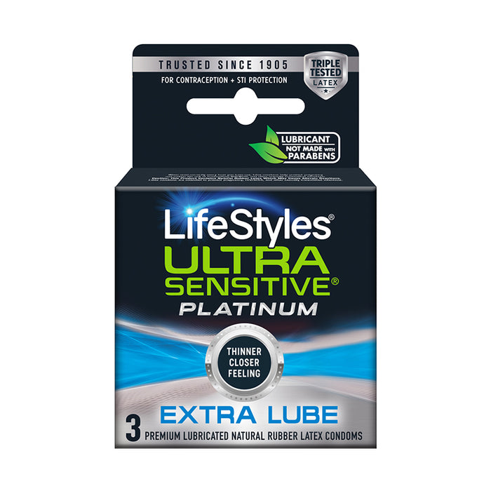 Lifestyles Ultra Sensitive Platinum Extra Lube 3-Pack