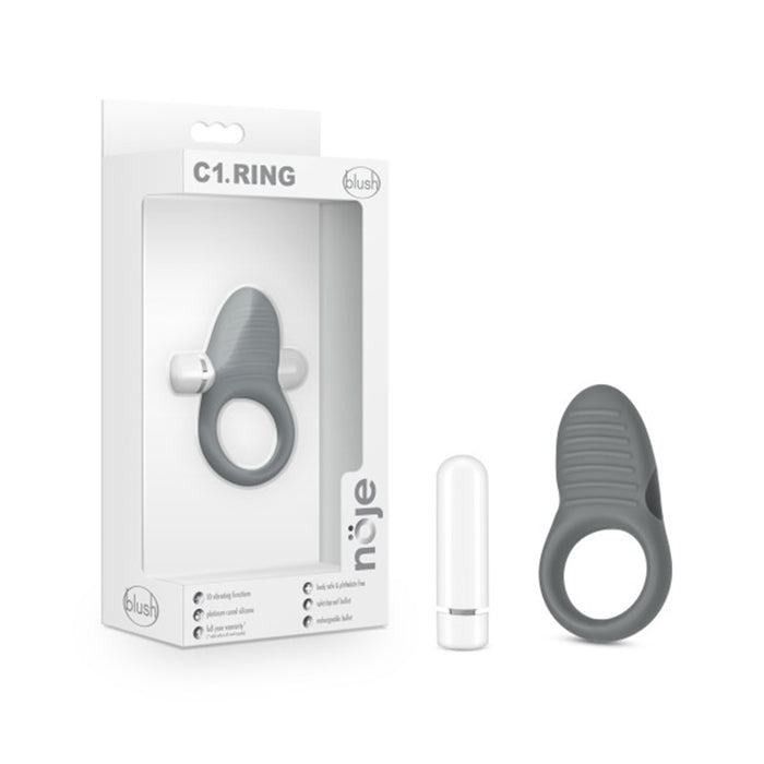Blush Noje C1.Ring Rechargeable Vibrating Silicone Cockring Slate