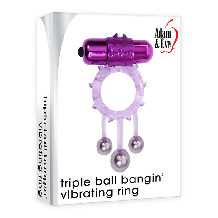 Adam & Eve Triple Ball Bangin' Vibrating Cockring Purple