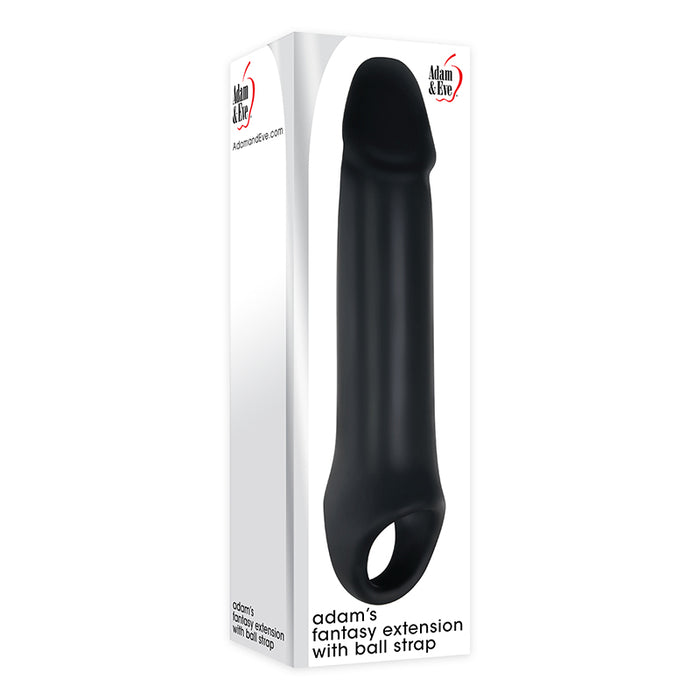 Adam & Eve Adam's Fantasy Extension With Ball Strap 1.75 in. Penis Extender Sling Black