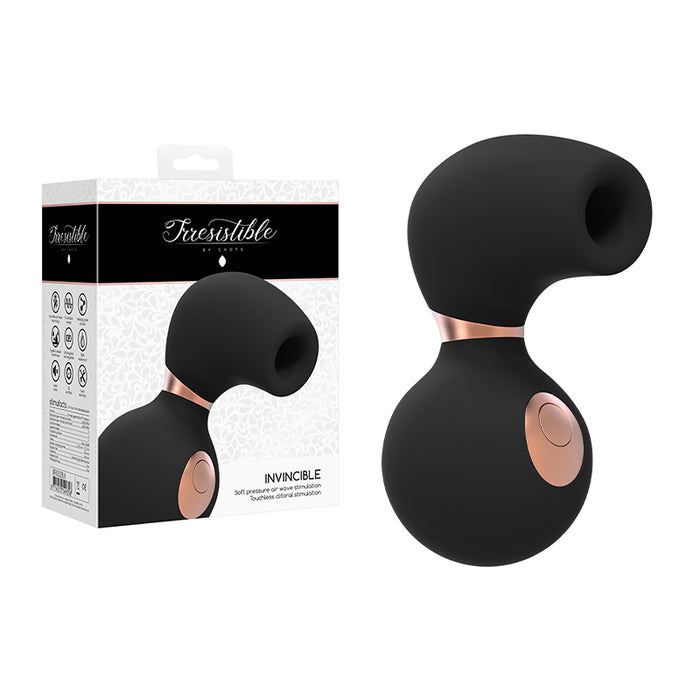 Shots Irresistible Invincible Rechargeable Silicone Soft Pressure Air Wave Clitoral Stimulator Black