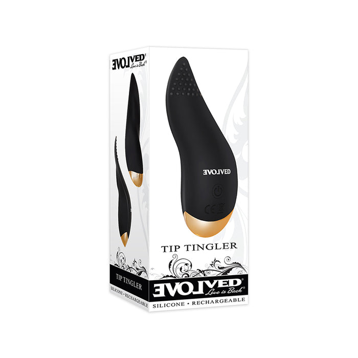 Evolved Tip Tingler Rechargeable Flexible Silicone Tongue Vibrator Black