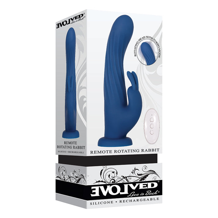 Evolved Rechargeable Remote-Controlled Rotating Silicone Rabbit Vibrator Blue
