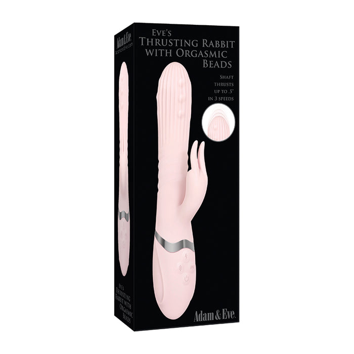 Adam & Eve Eve's Thrusting Rabbit With Orgasmic Beads Rechargeable Silicone Rabbit Vibrator Light Pink