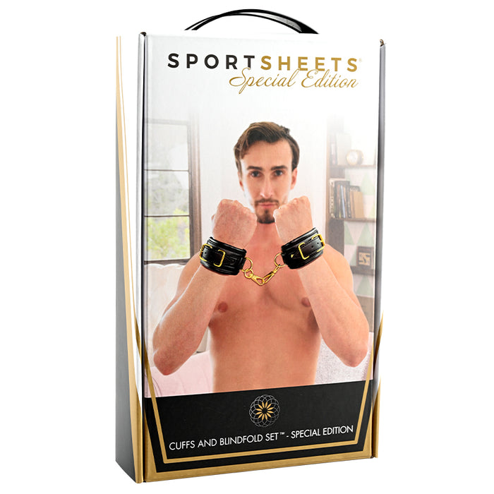 Sportsheets Special Edition Cuffs and Blindfold Set Black