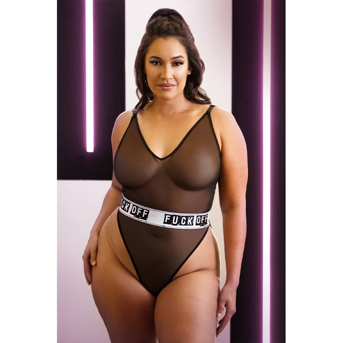 Fantasy Lingerie Vibes Fuck Off Cheeky Mesh Playsuit Queen Size Black