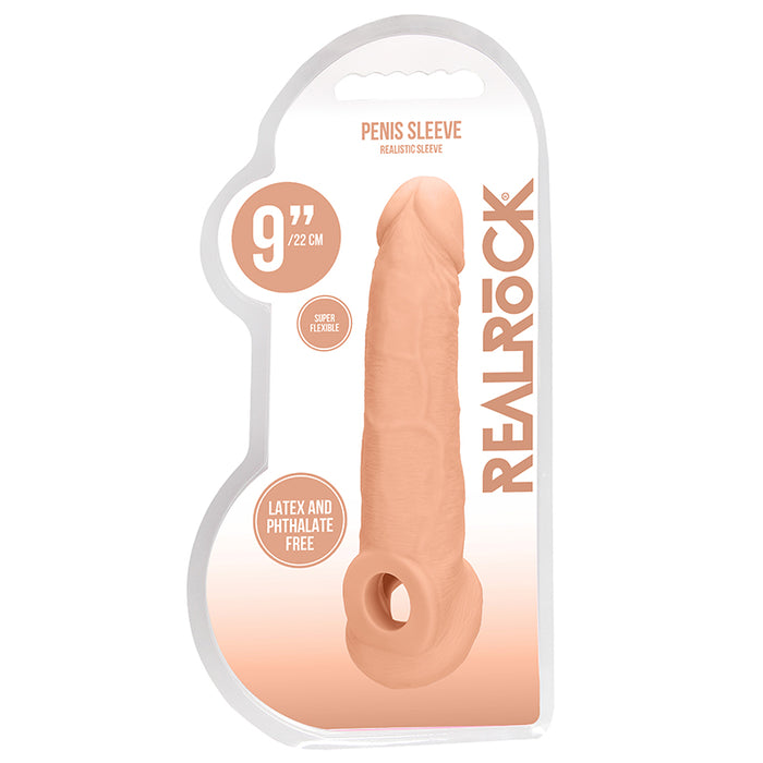 RealRock Realistic 9 in. Penis Sleeve Extender Sling Beige