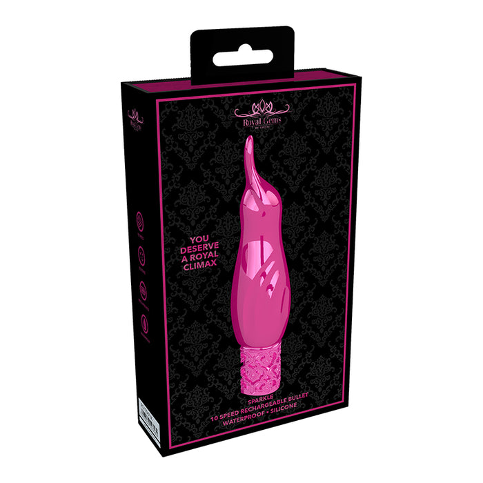 Shots Royal Gems Sparkle Rechargeable Flicking Silicone Bullet Vibrator Pink