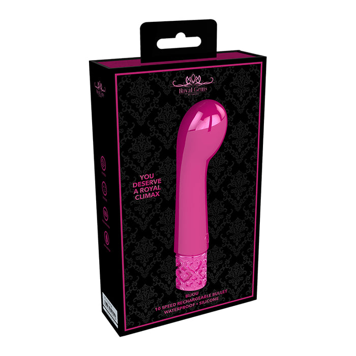 Shots Royal Gems Bijou Rechargeable Curved Silicone Bullet Vibrator Pink