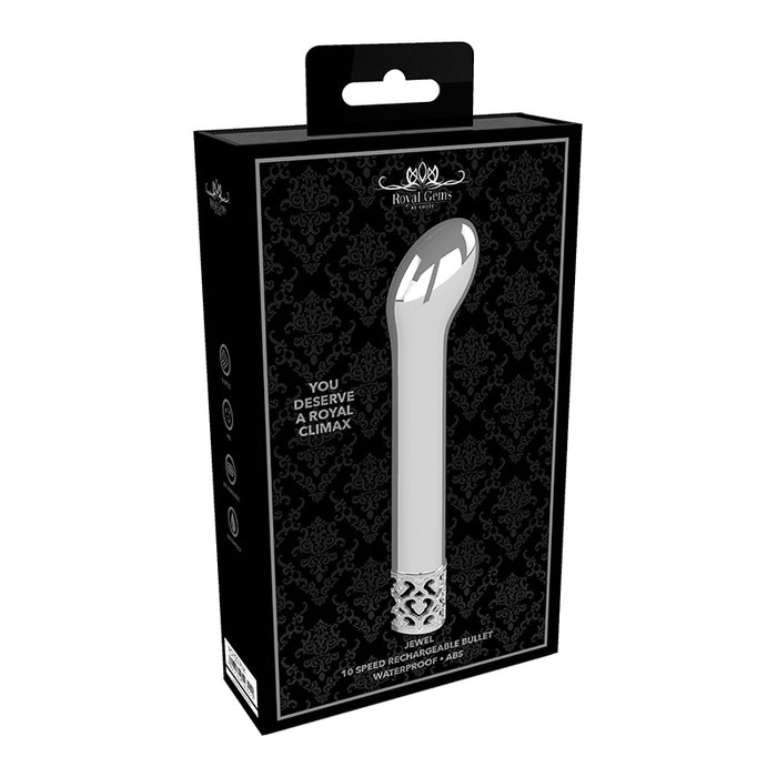 Shots Royal Gems Jewel Rechargeable 10-Speed Bullet Vibrator Silver