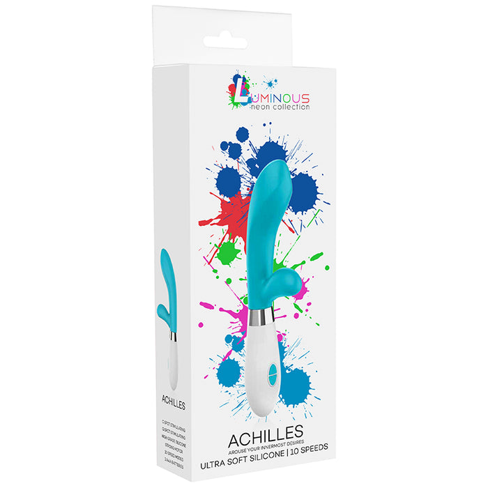 Luminous Achilles 10-Speed Silicone Dual Stimulation Vibrator Turquoise