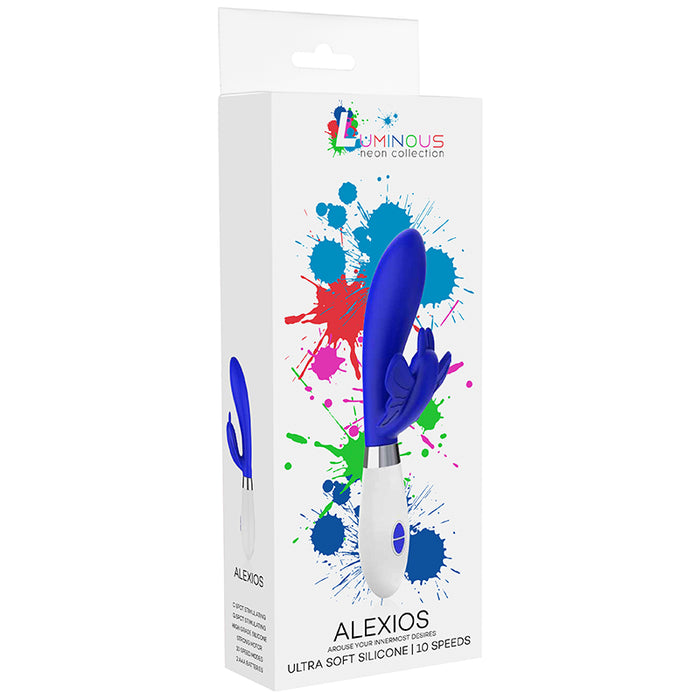 Luminous Alexios 10-Speed Silicone Dual Stimulation Vibrator Blue
