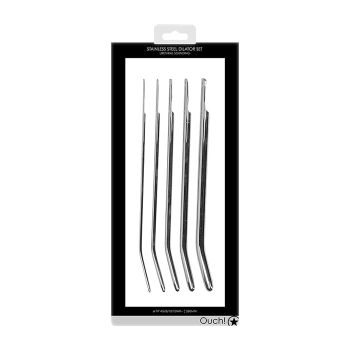 Ouch! Urethral Sounding 5-Piece Stainless Steel Dilator Set 4 mm / 6 mm / 8 mm / 10 mm / 12 mm
