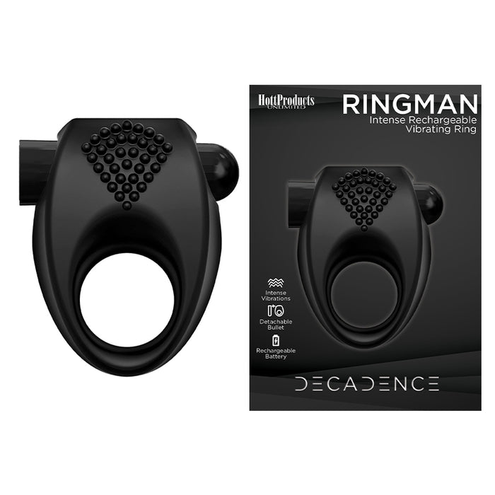 Decadence Ring Man Vibrating Rechargeable Cock Ring Black