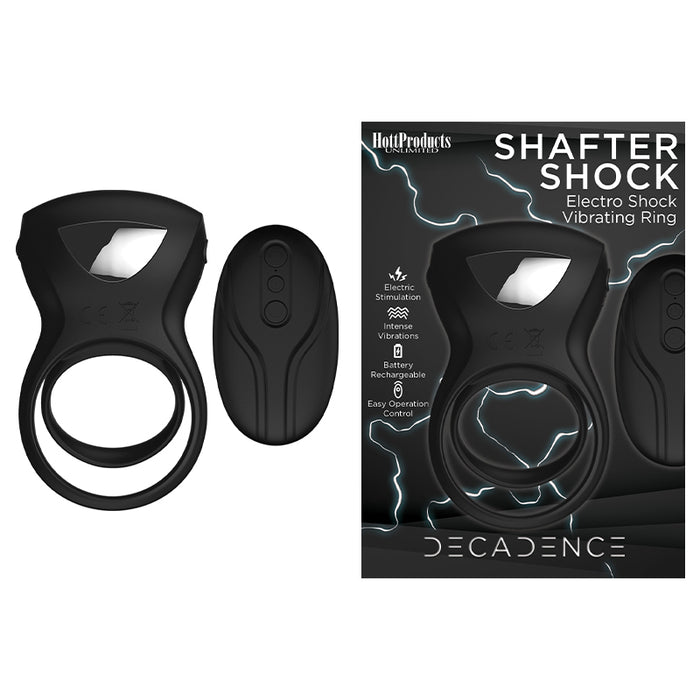 Decadence Shafter Shock E-Stim Cock Ring Black