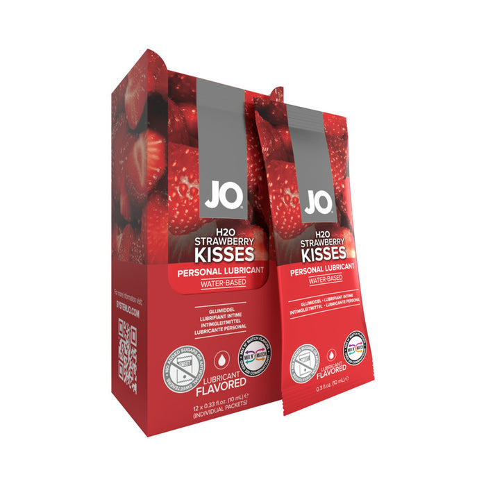 JO H2O Strawberry Kisses Water-Based Personal Lubricant 10 mL Foil 12-Pack