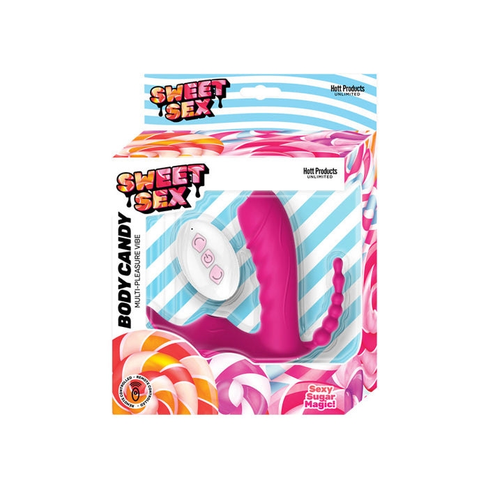 Sweet Sex Body Candy Silicone Tongue/Beads/Suction Vibe Magenta