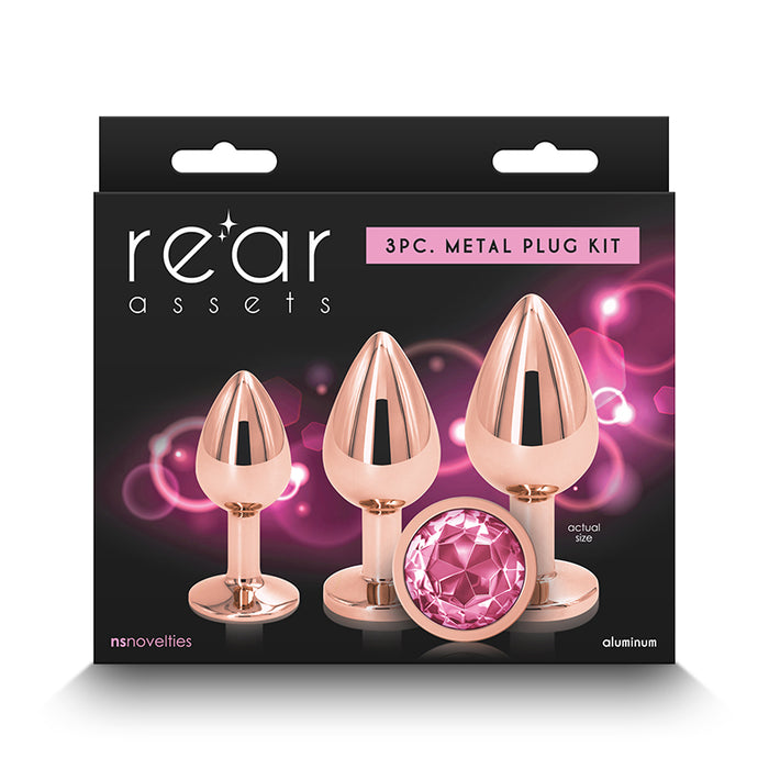 Rear Assets 3-Piece Metal Plug Kit Rose Gold/Pink