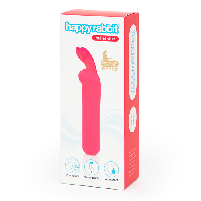 Happy Rabbit Rechargeable Silicone Bullet Vibrator With Ears Pink
