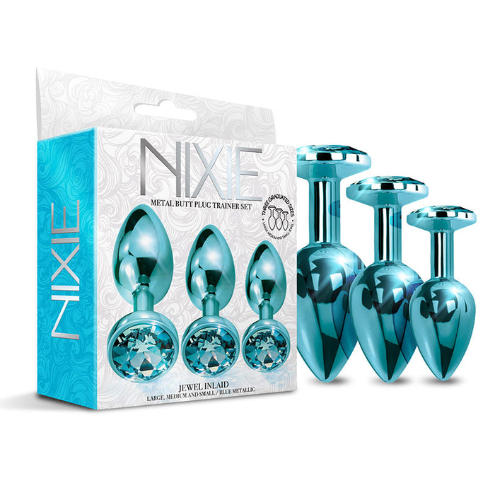 Nixie Metal Butt Plug Trainer Set 3-Piece Blue Metallic