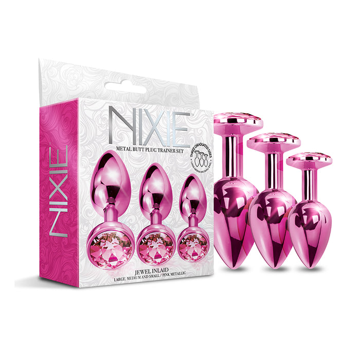 Nixie Metal Butt Plug Trainer Set 3-Piece Pink Metallic