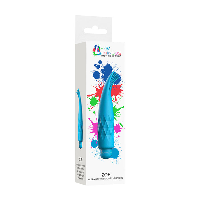 Luminous Zoe 10-Speed Bullet Vibrator With Silicone Tickler Sleeve Turquoise